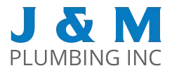 Blue "J & M" logo above gray "PLUMBING INC" text.